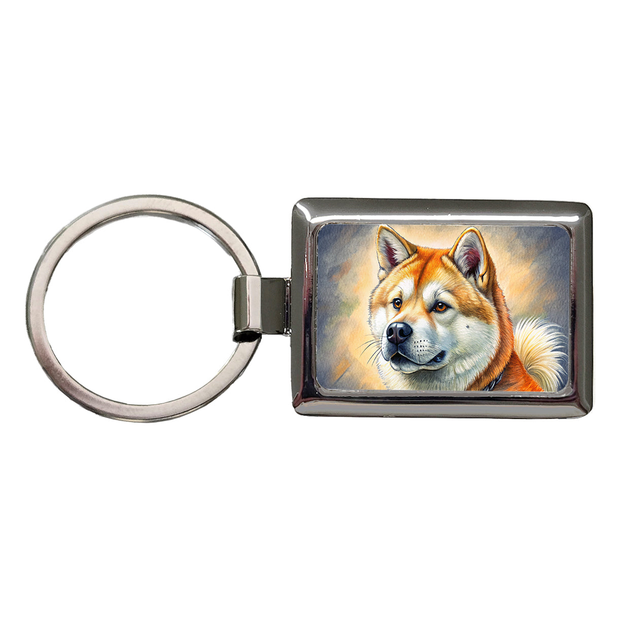 Akita Dog Illustration Rectangle Metal Keychain