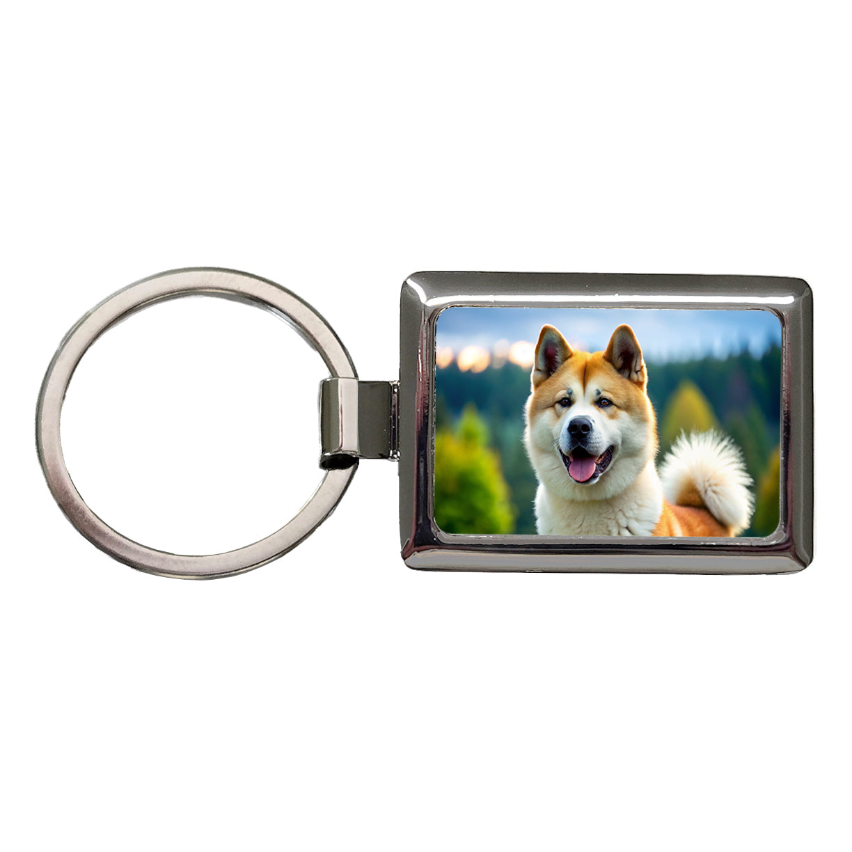 Akita Dog Photo Rectangle Metal Keychain