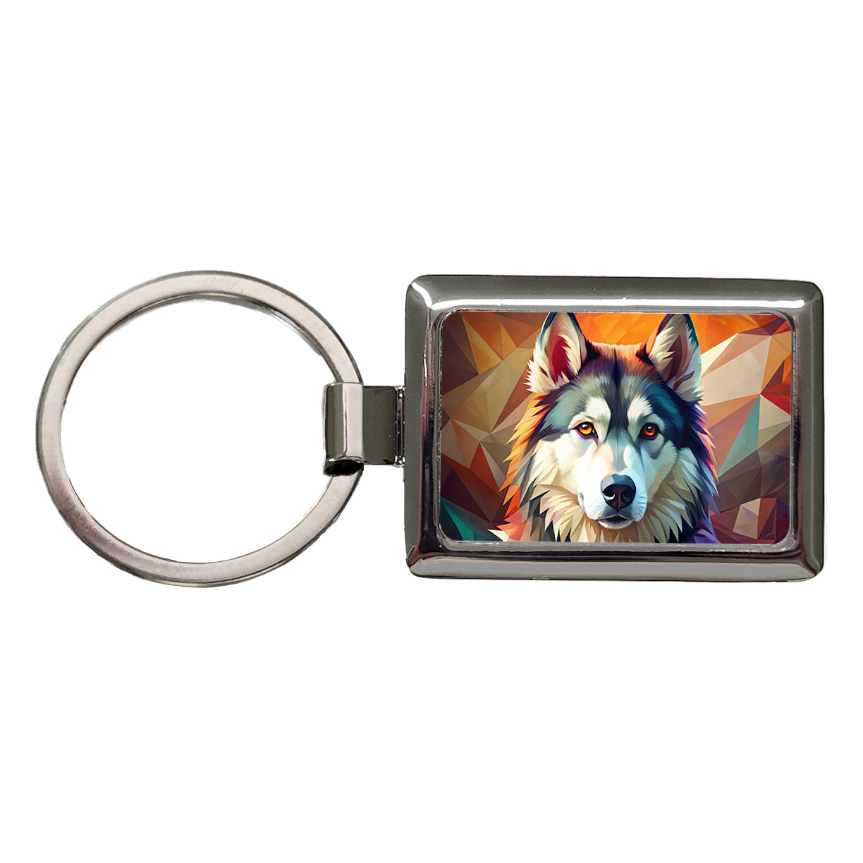 Alaskan Malamute Dog Contemporary Art Rectangle Metal Keychain