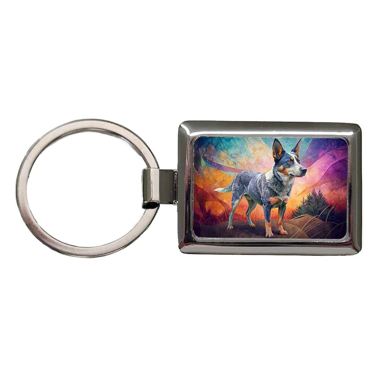 Australian Cattle Dog Contemporary Art Rectangle Metal Keychain