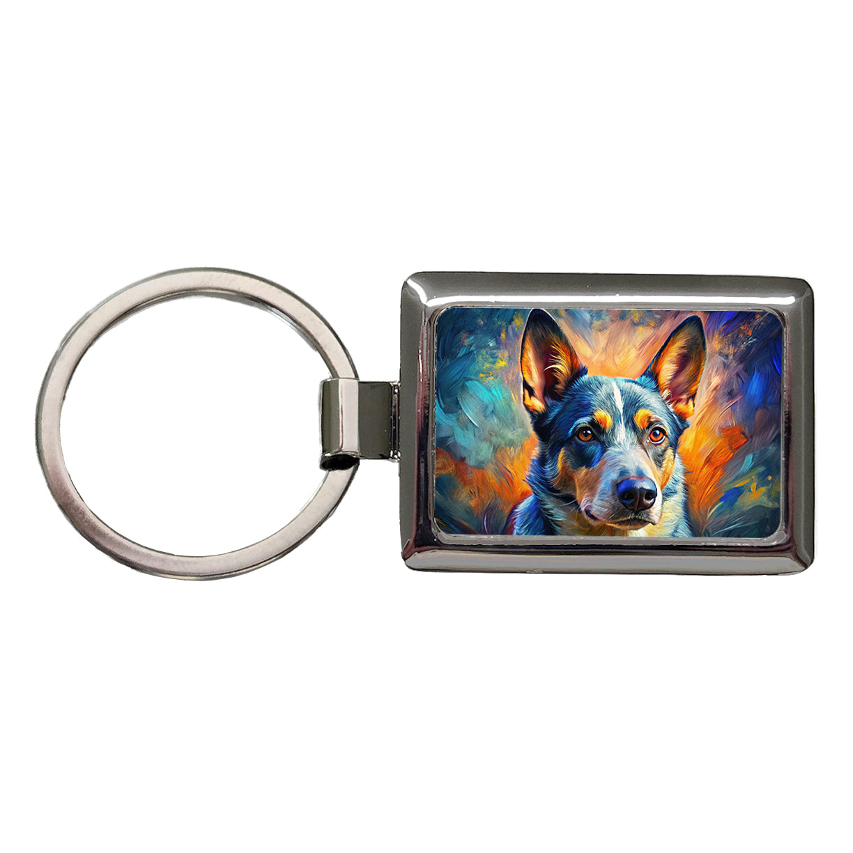 Australian Cattle Dog Expressionism Art Rectangle Metal Keychain