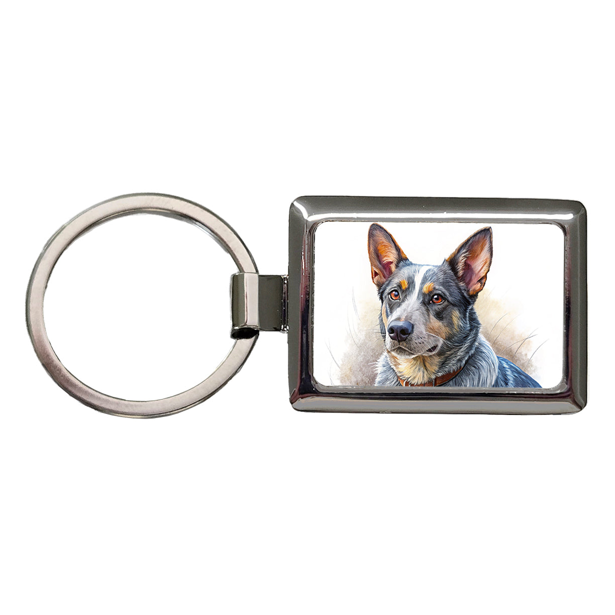 Australian Cattle Dog Illustration Rectangle Metal Keychain