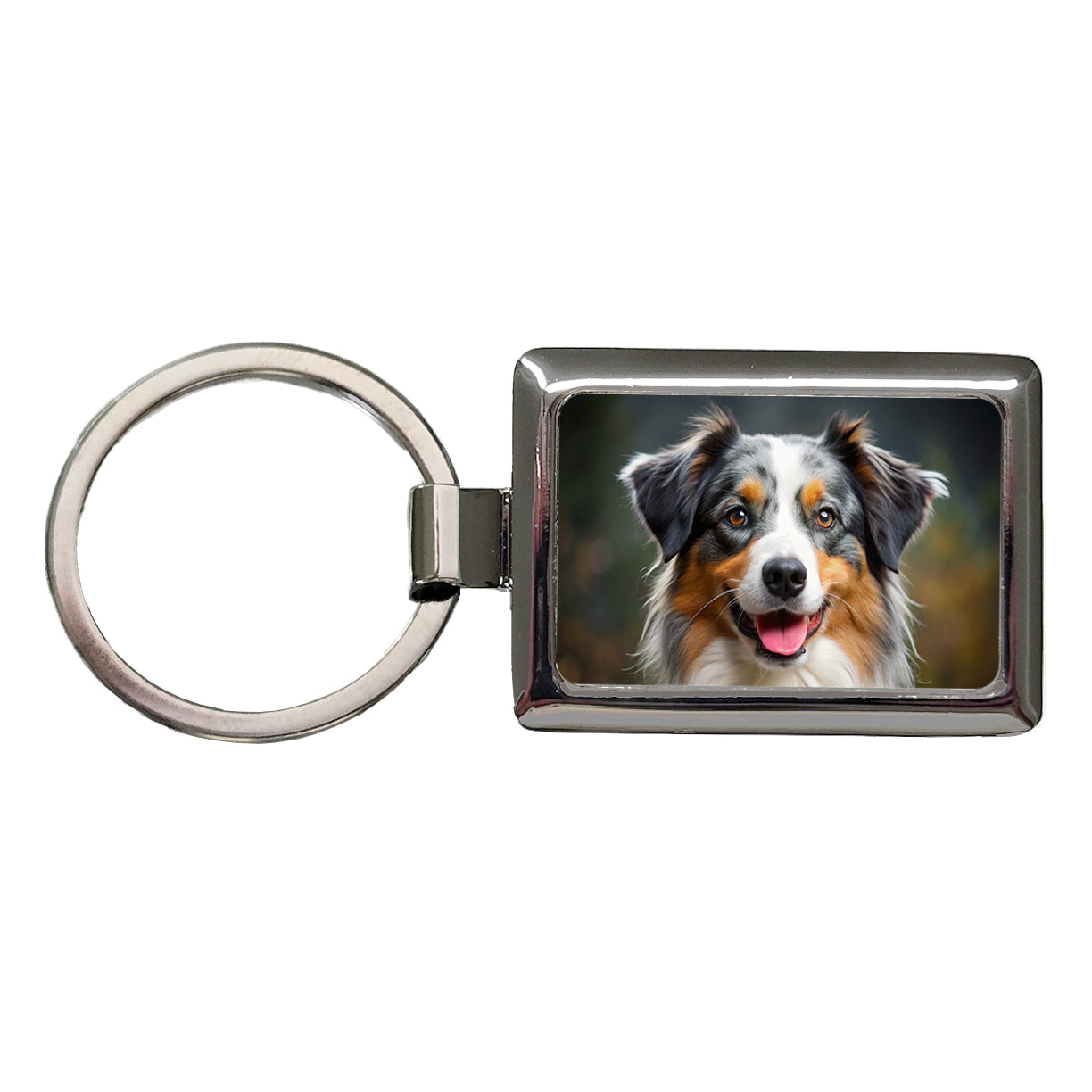 Australian Shepherd Dog Photo Rectangle Metal Keychain