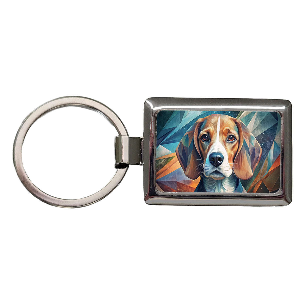 Beagle Dog Abstract Stylized Art Rectangle Metal Keychain