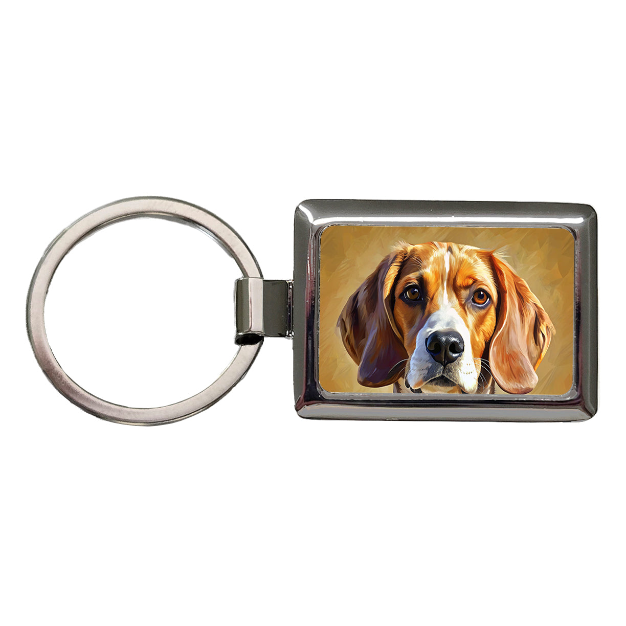 Beagle Dog Illustration Rectangle Metal Keychain