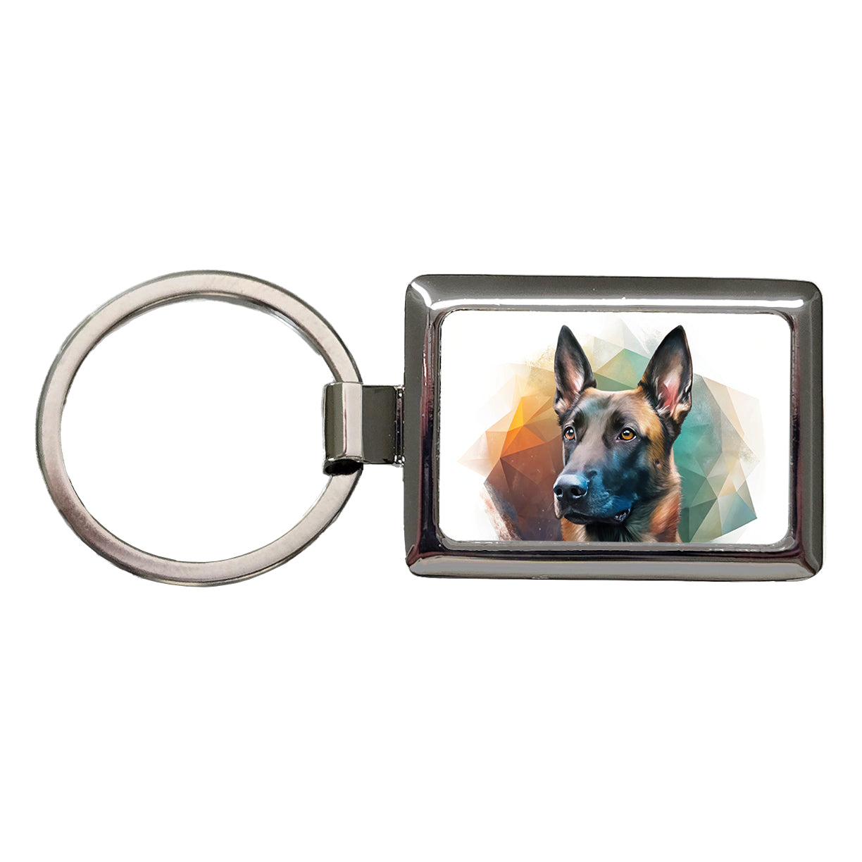 Belgian Malinois Dog Contemporary Art Rectangle Metal Keychain