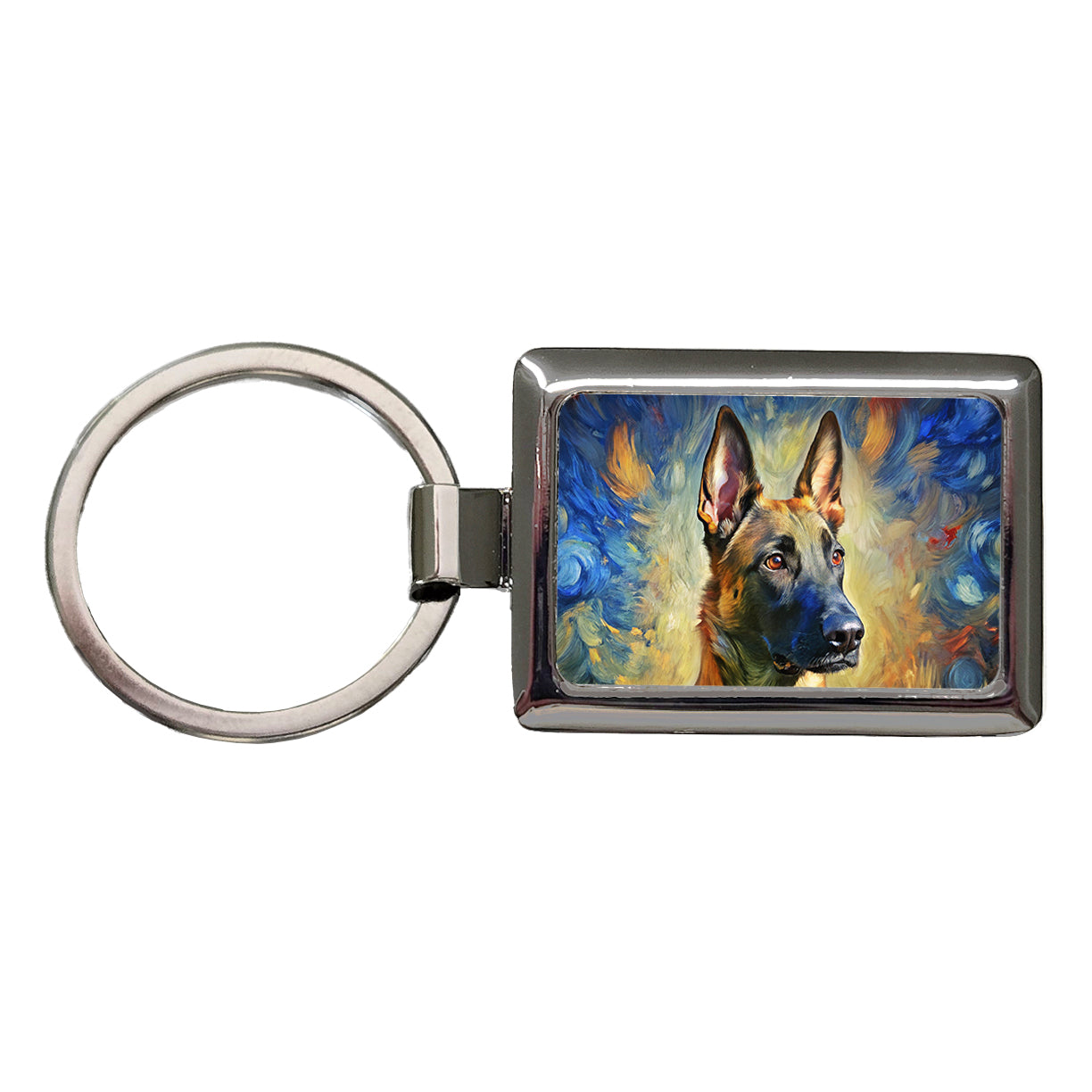 Belgian Malinois Dog Expressionism Art Rectangle Metal Keychain