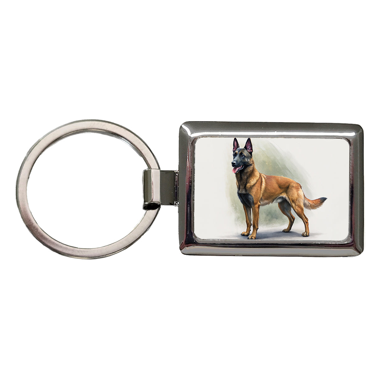 Belgian Malinois Dog Illustration Rectangle Metal Keychain