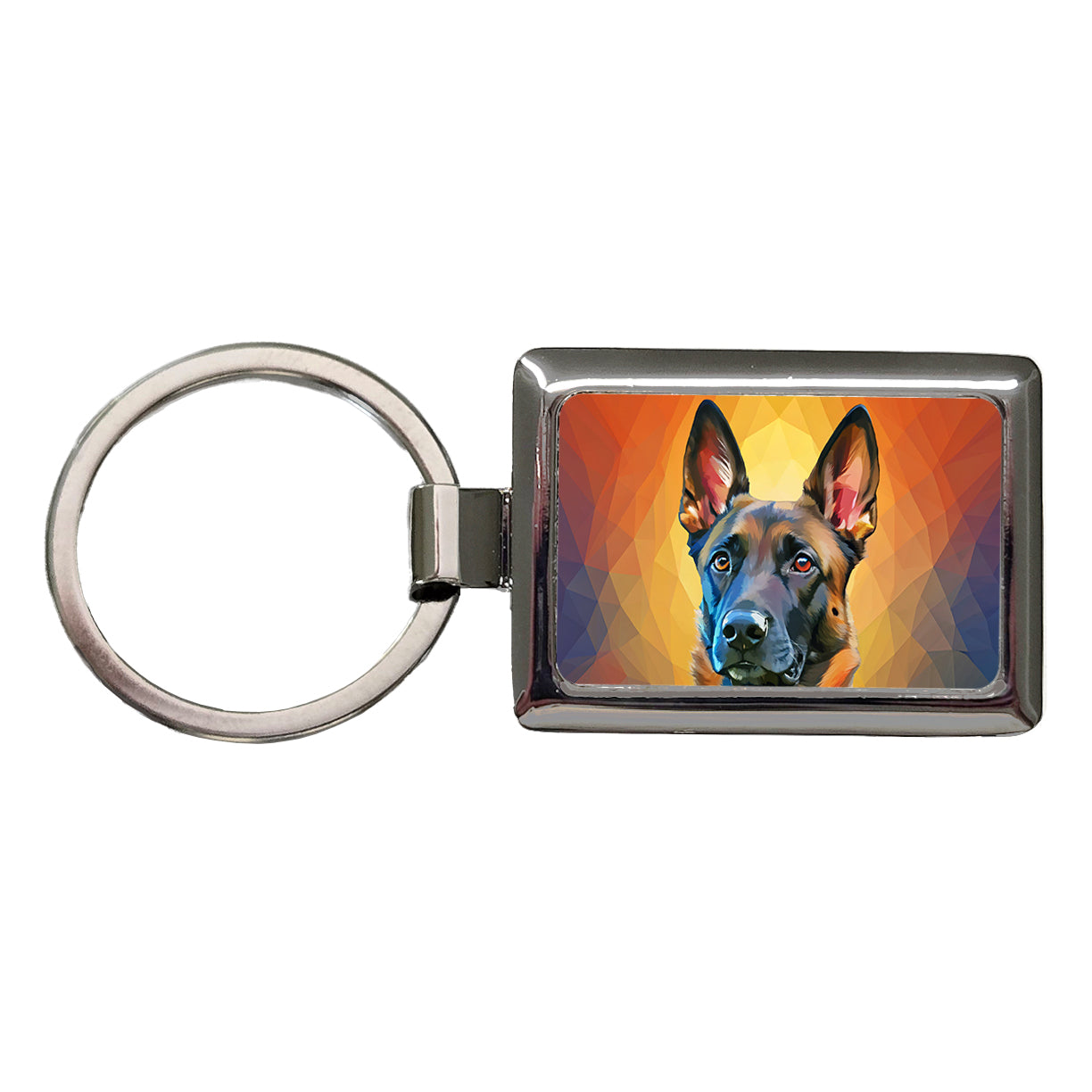 Belgian Malinois Dog Pop Art Rectangle Metal Keychain