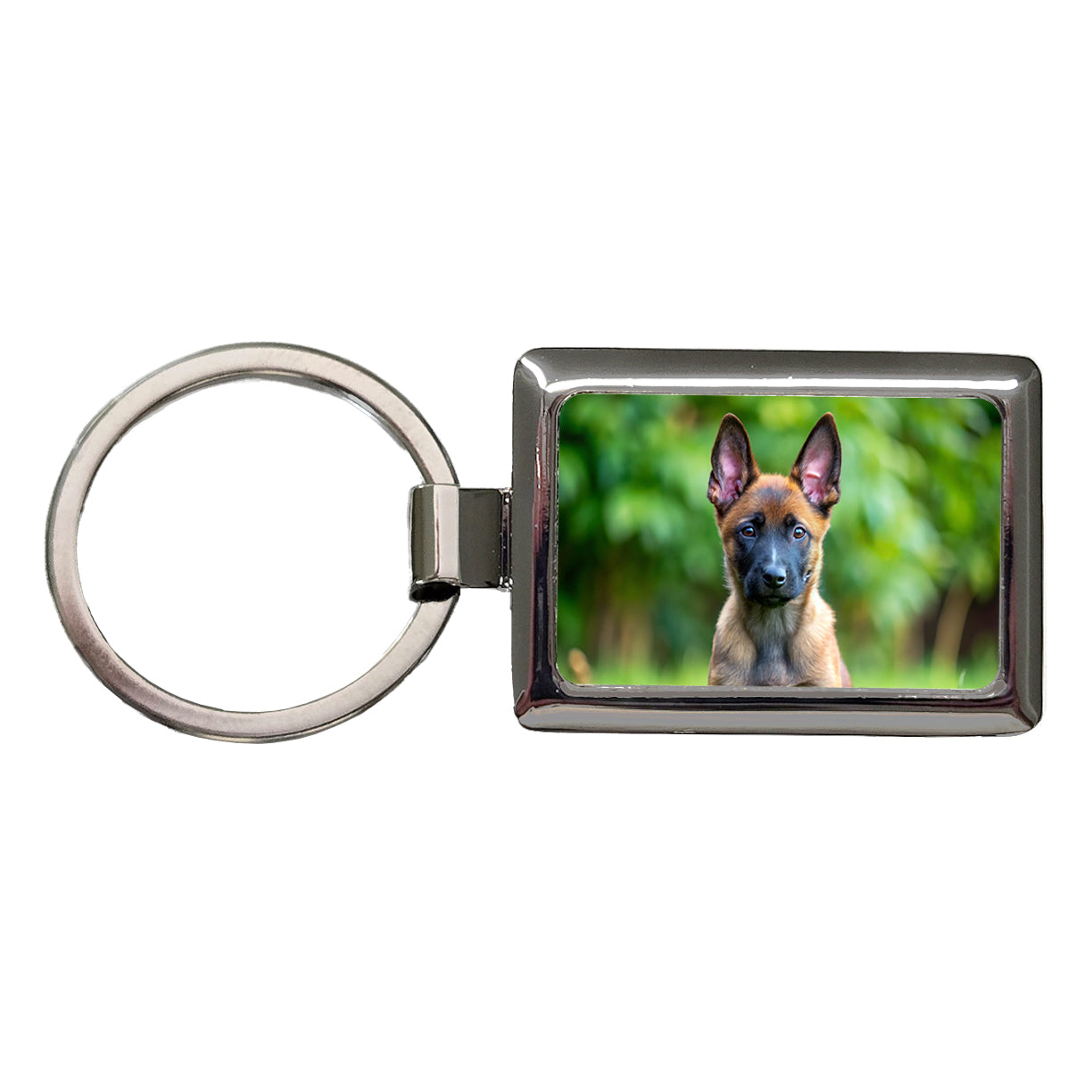 Belgian Malinois Dog Puppy Photo Rectangle Metal Keychain