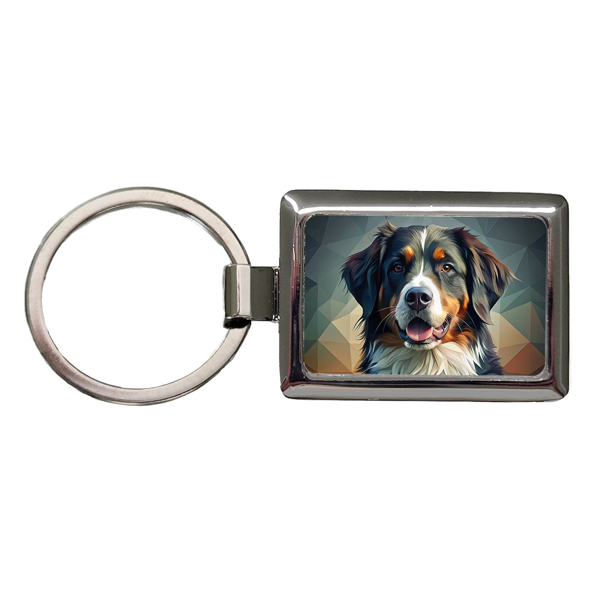 Bernese Mountain Dog Contemporary Art Rectangle Metal Keychain
