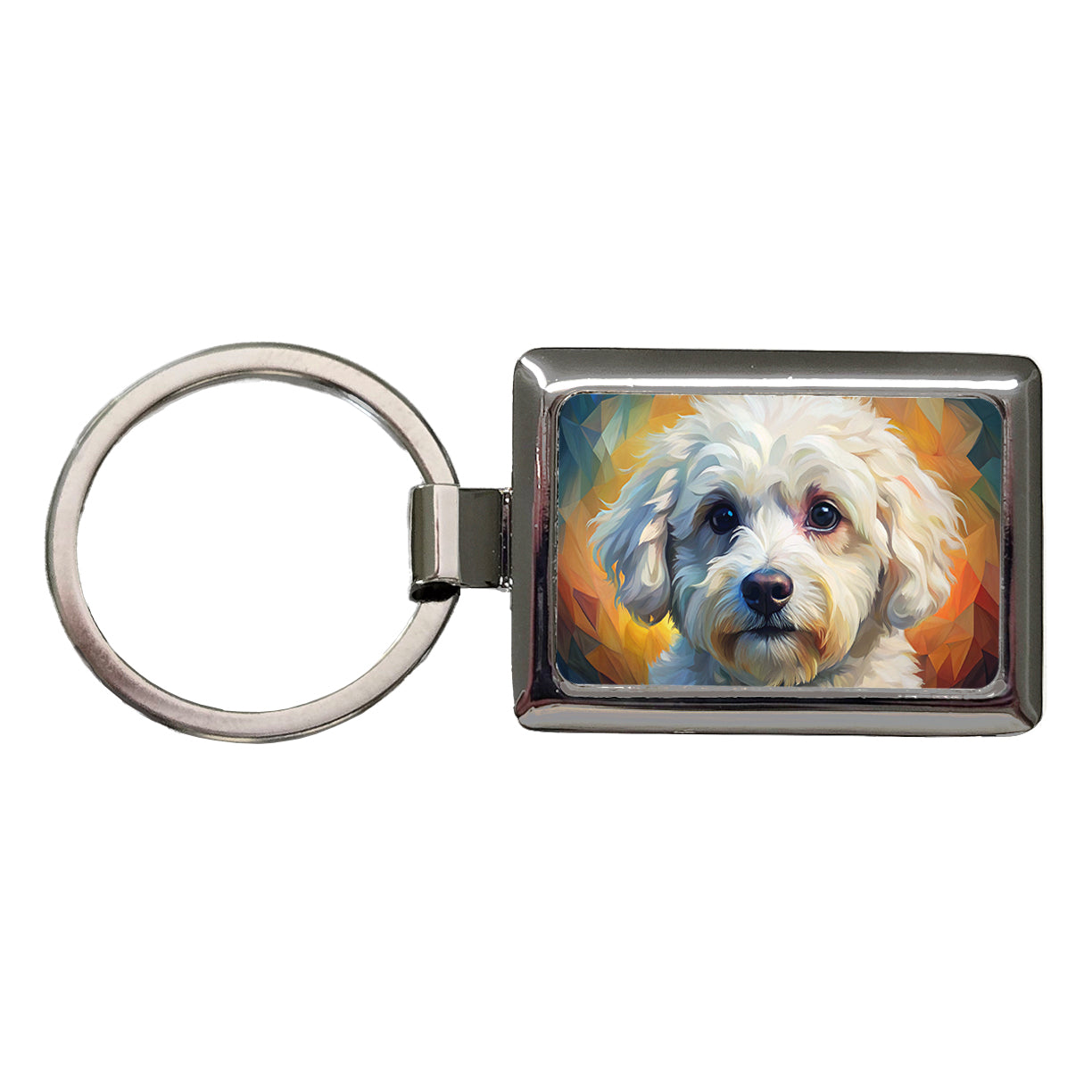 Bichon Frise Dog Expressionism Art Rectangle Metal Keychain