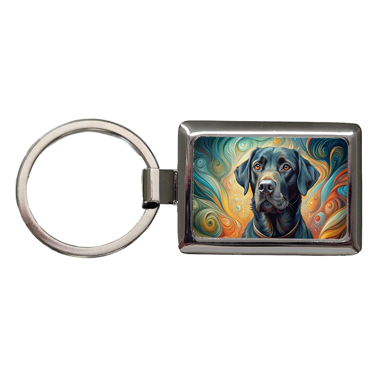 Black Labrador Retriever Dog Abstract Art Rectangle Metal Keychain