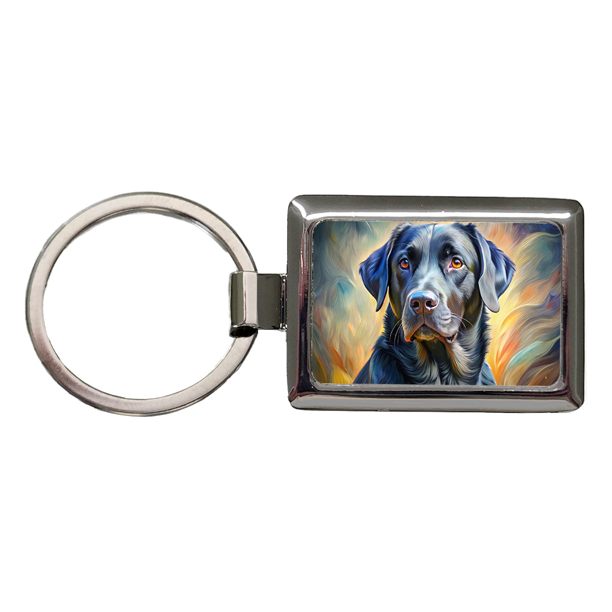 Black Labrador Retriever Dog Expressionism Art Rectangle Metal Keychain