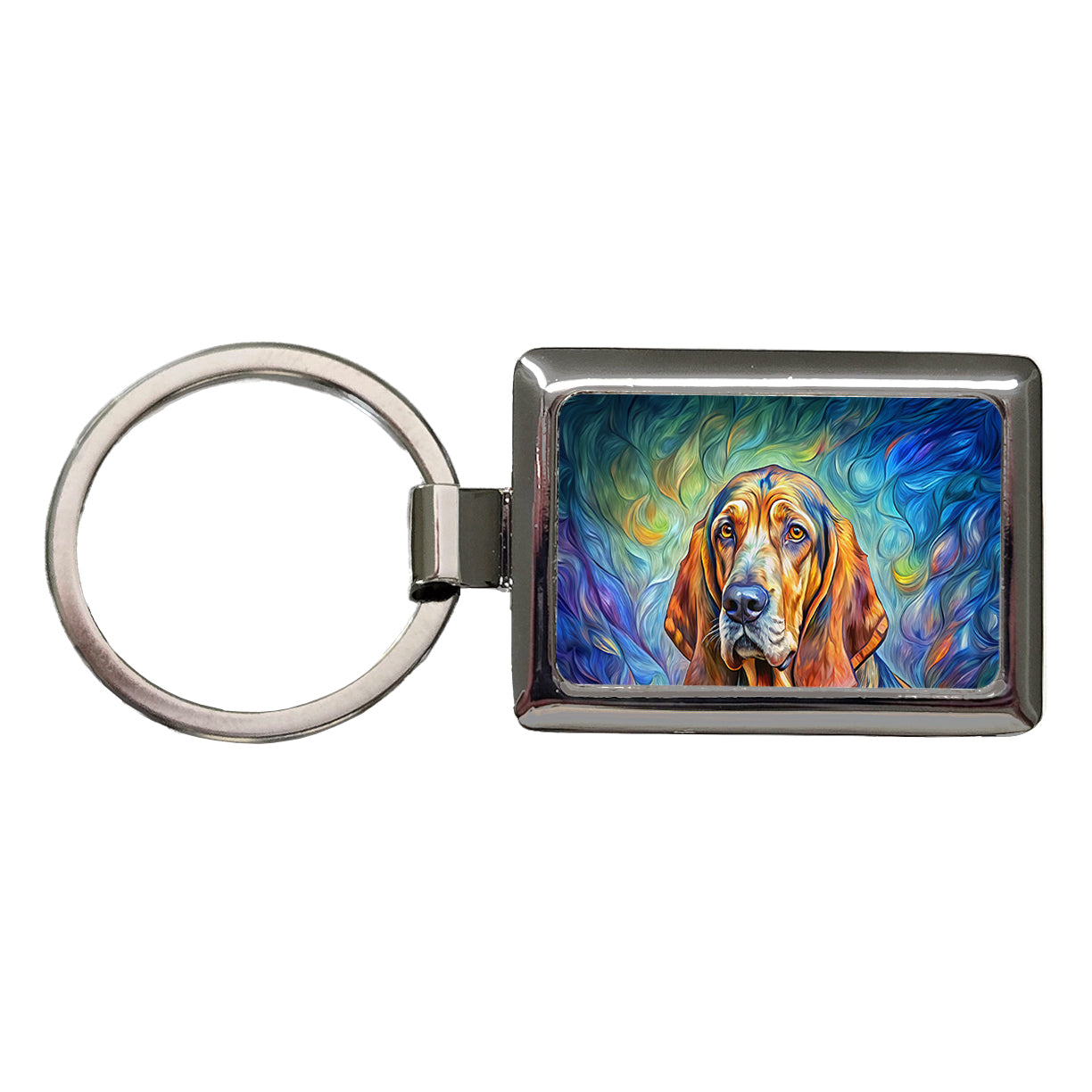 Bloodhound Dog Expressionism Art Rectangle Metal Keychain