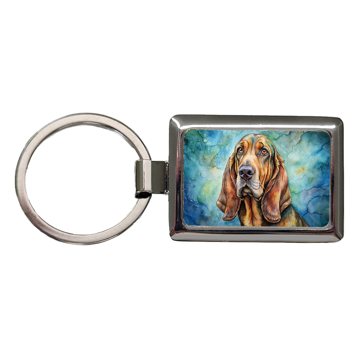 Bloodhound Dog Illustration Rectangle Metal Keychain