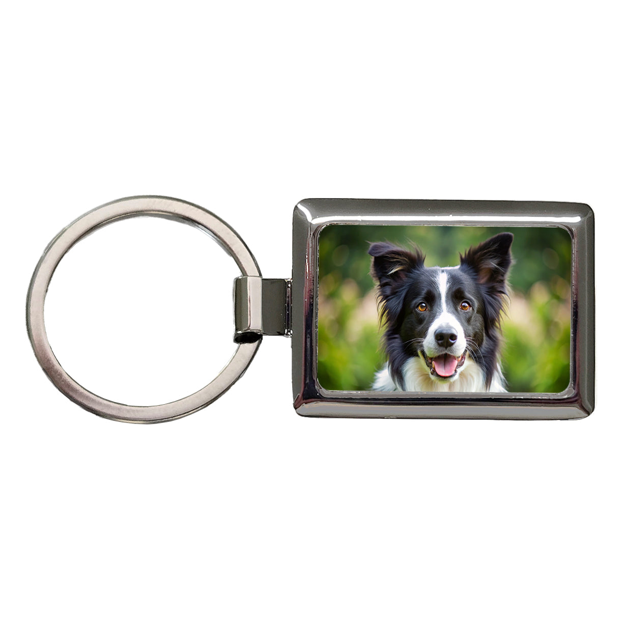 Border Collie Dog Photo Rectangle Metal Keychain