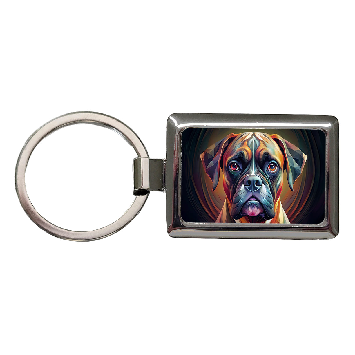 Boxer Dog Abstract Stylized Art Rectangle Metal Keychain