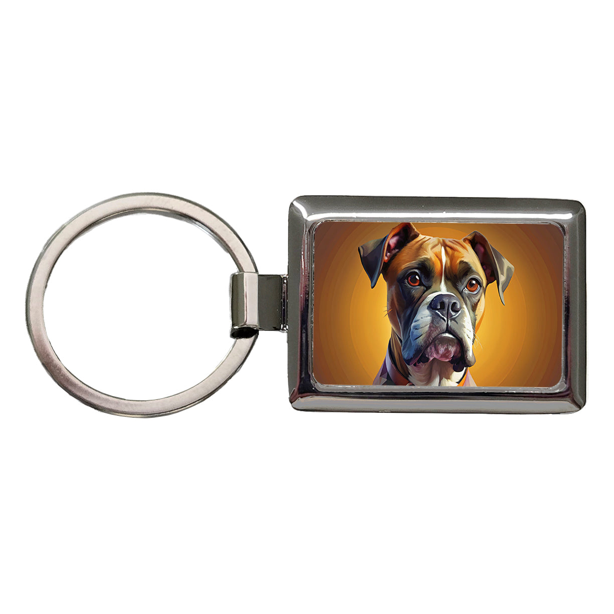 Boxer Dog Contemporary Art Rectangle Metal Keychain