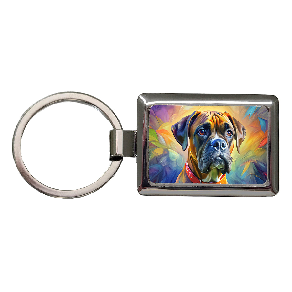 Boxer Dog Expressionism Art Rectangle Metal Keychain