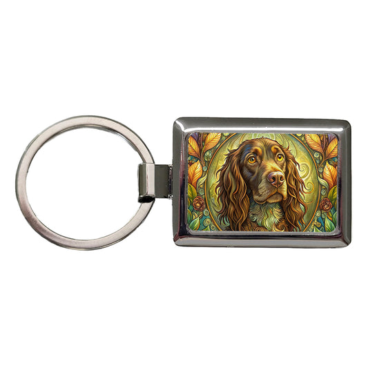 Boykin Spaniel Dog Art Nouveau Rectangle Metal Keychain