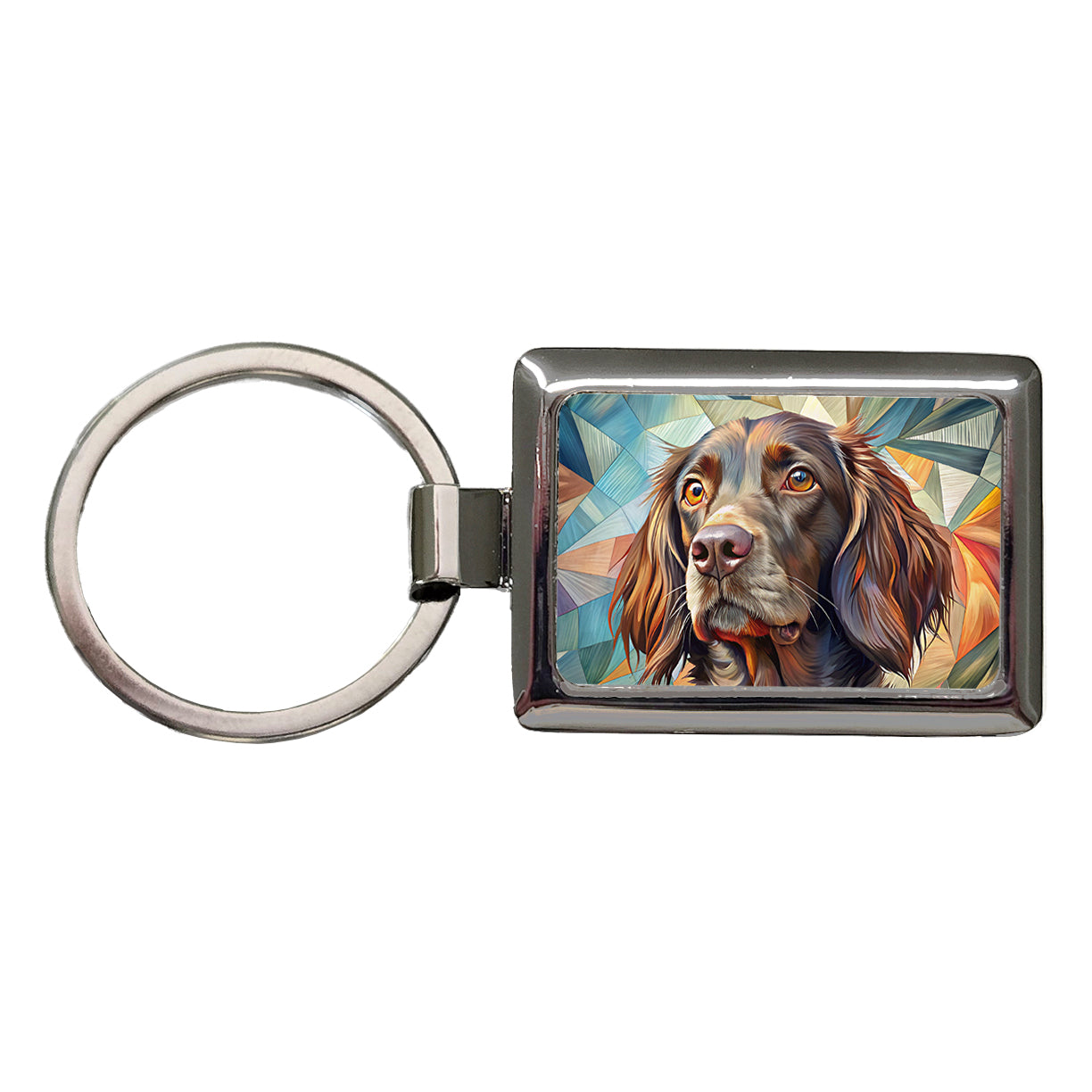 Boykin Spaniel Dog Contemporary Art Rectangle Metal Keychain
