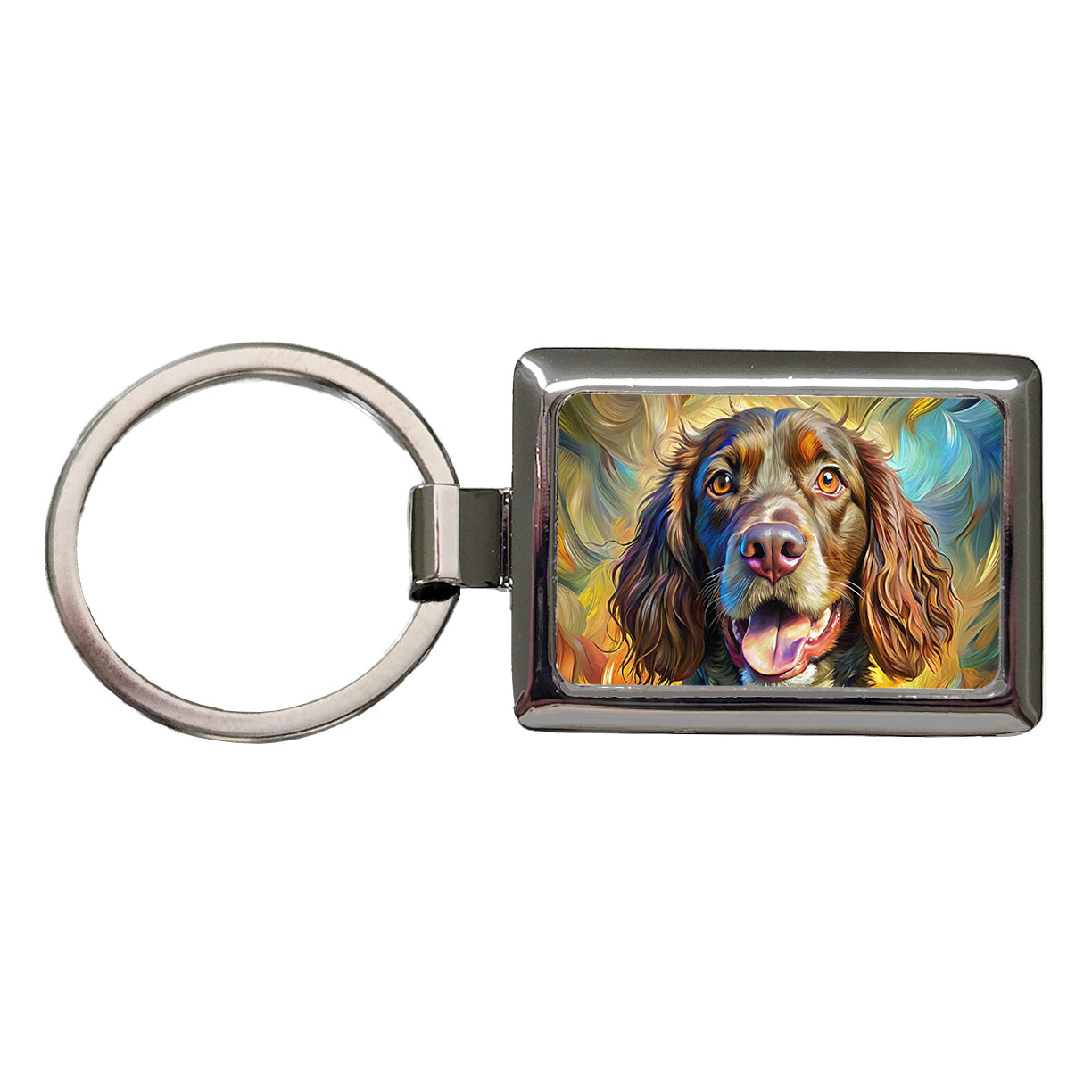 Boykin Spaniel Dog Expressionism Art Rectangle Metal Keychain