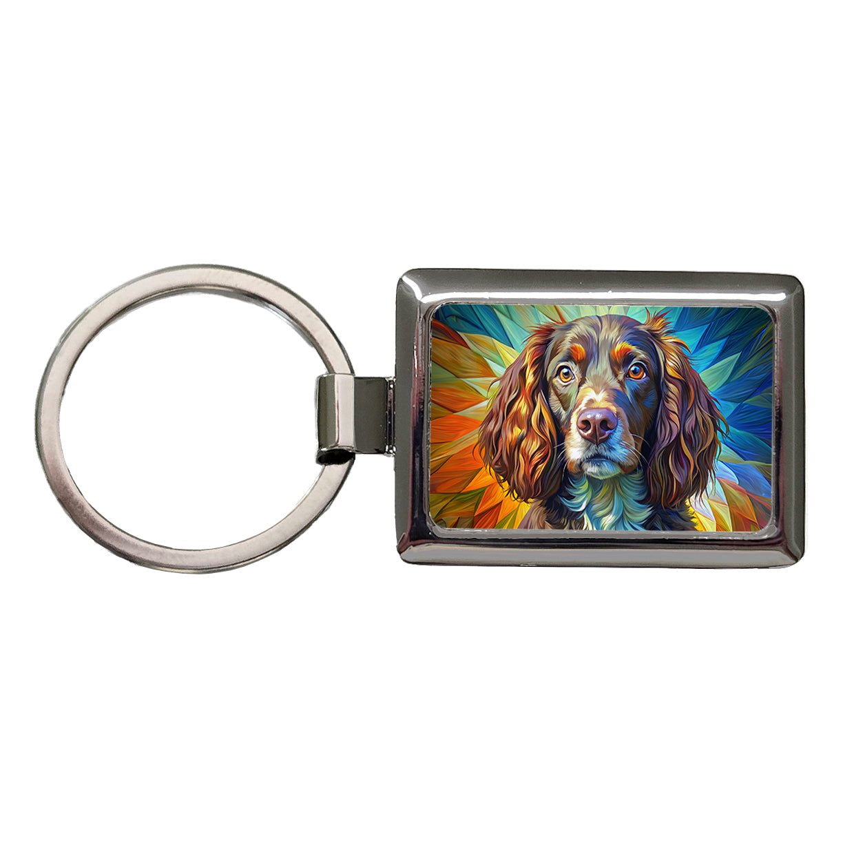 Boykin Spaniel Dog Pop Art Rectangle Metal Keychain