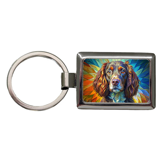 Boykin Spaniel Dog Pop Art Rectangle Metal Keychain