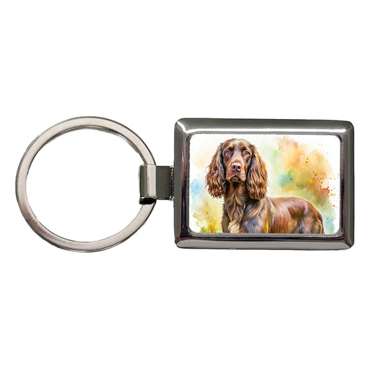 Boykin Spaniel Dog Watercolor Style Rectangle Metal Keychain