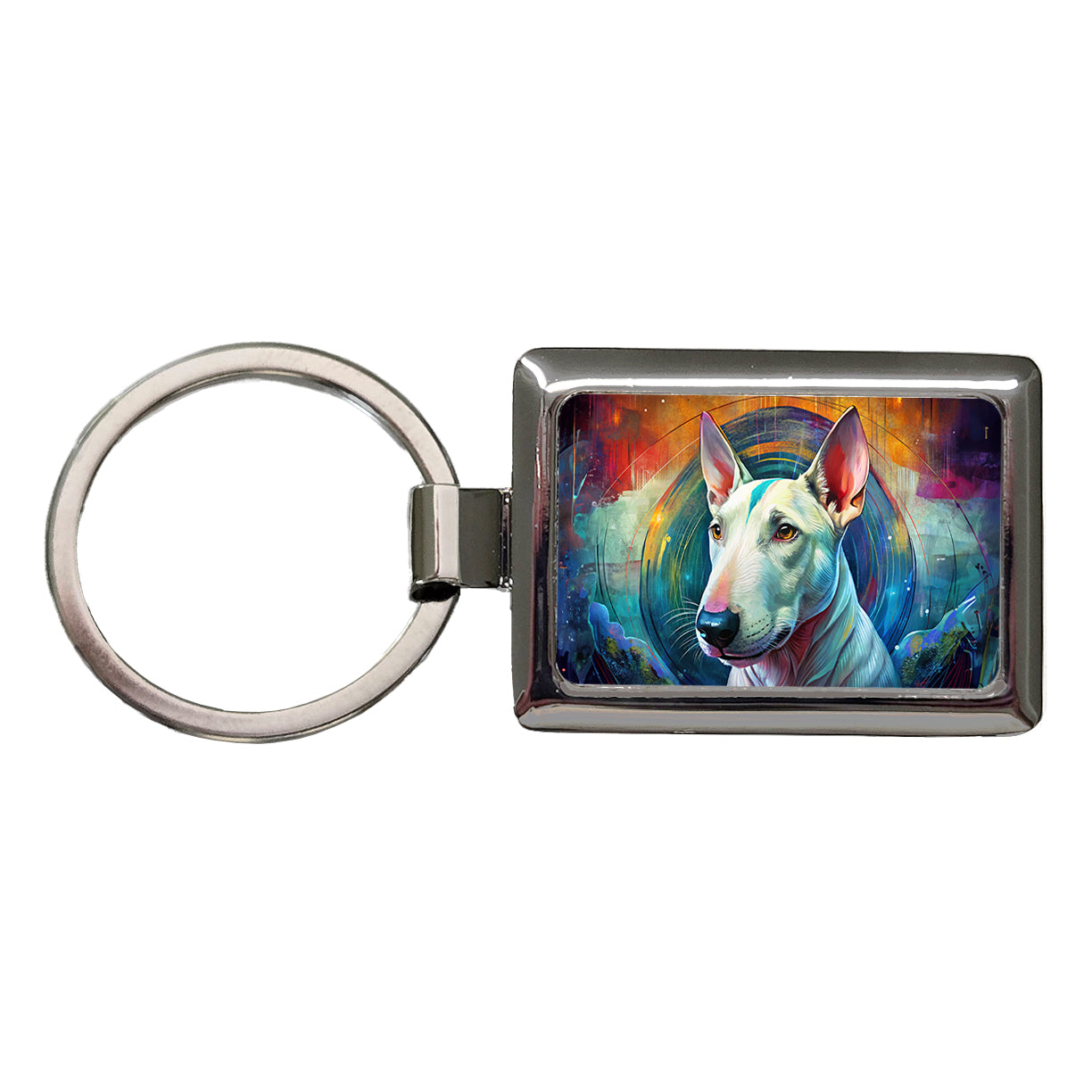 Bull Terrier Dog Abstract Art Rectangle Metal Keychain