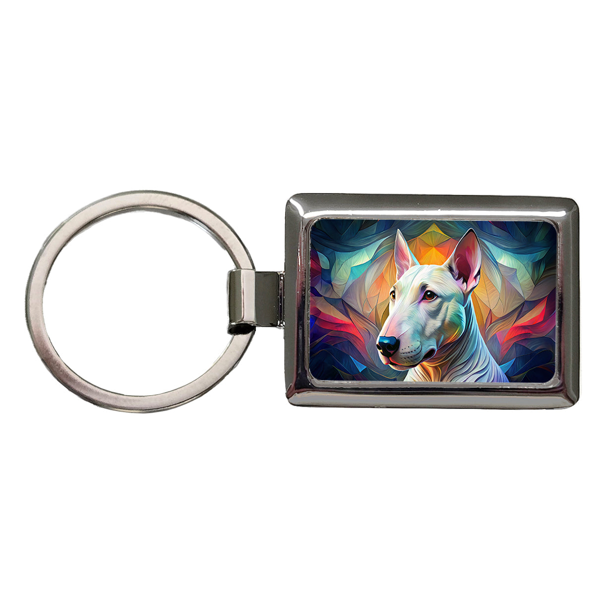 Bull Terrier Dog Abstract Stylized Art Rectangle Metal Keychain