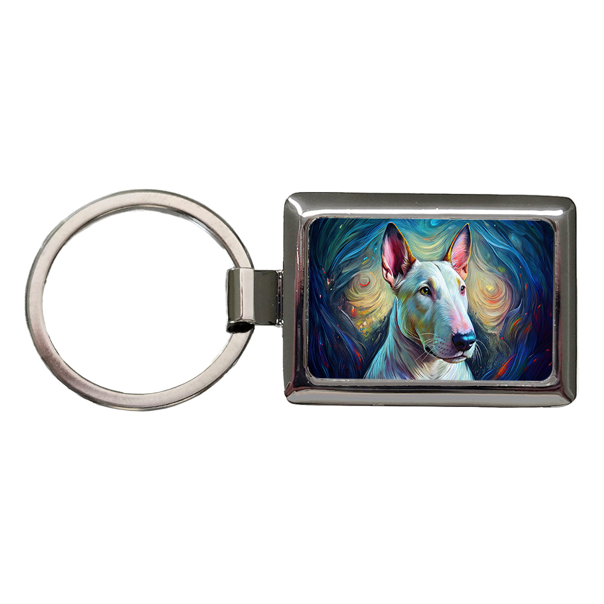 Bull Terrier Dog Expressionism Art Rectangle Metal Keychain