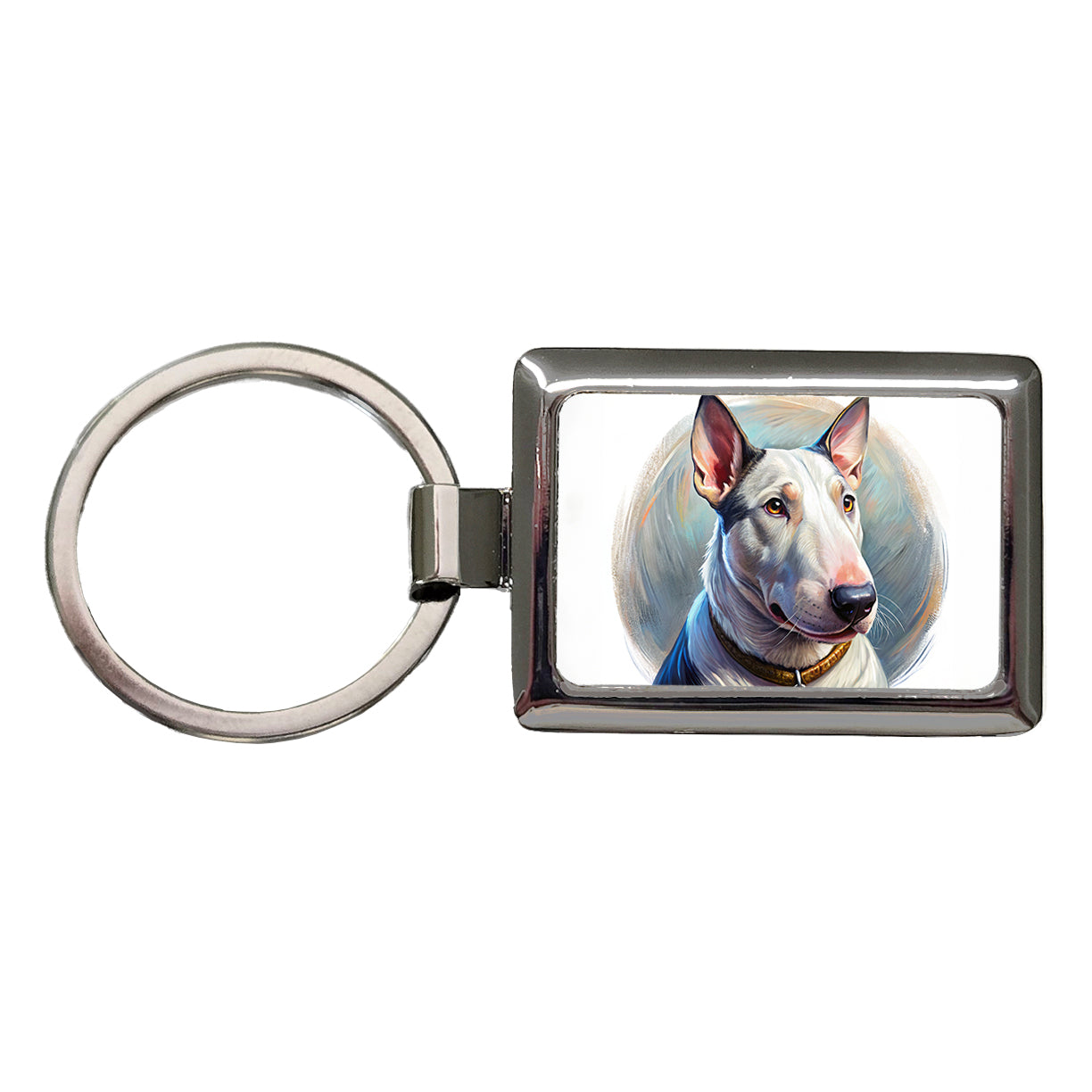 Bull Terrier Dog Illustration Rectangle Metal Keychain