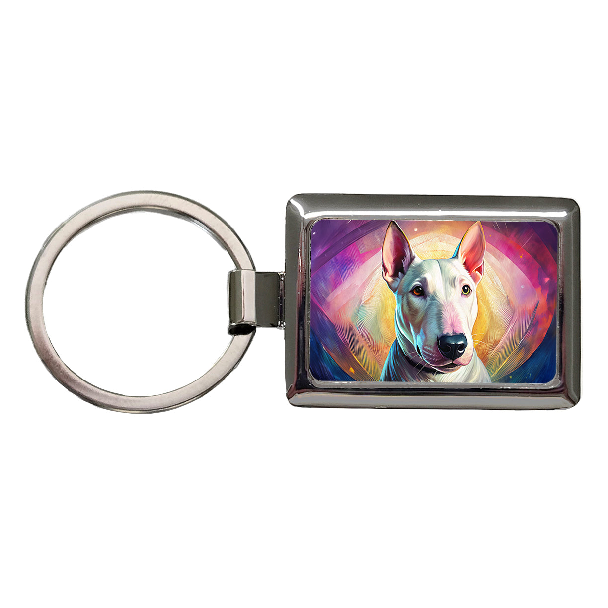 Bull Terrier Dog Pop Art Rectangle Metal Keychain