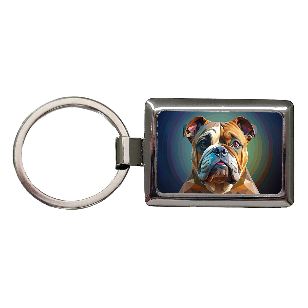 Bulldog Dog Contemporary Art Rectangle Metal Keychain
