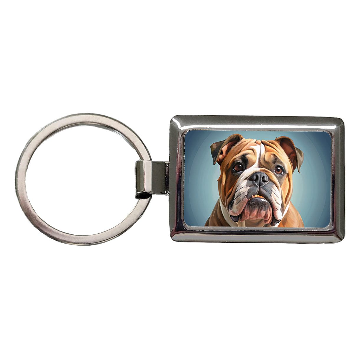 Bulldog Dog Illustration Rectangle Metal Keychain