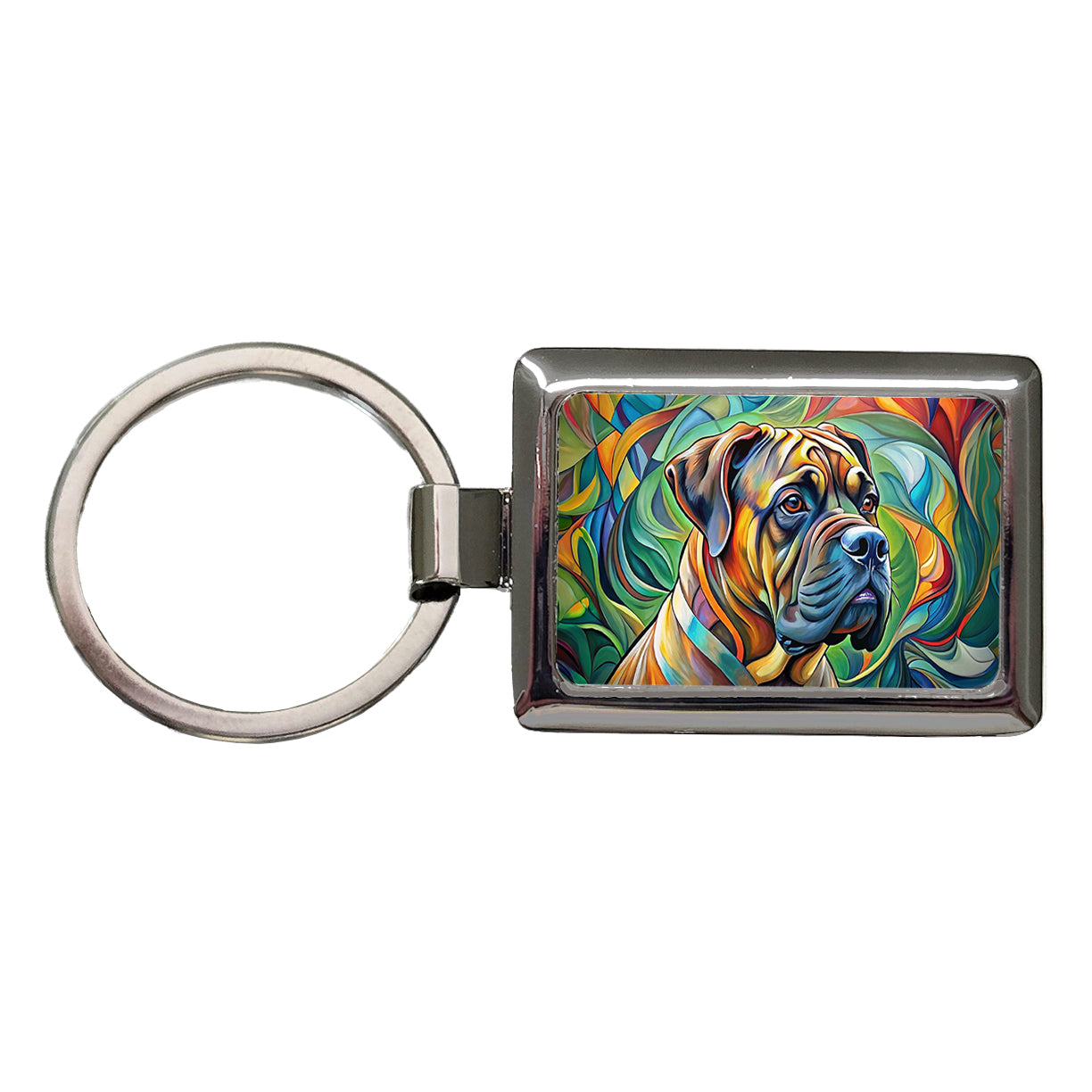 Bullmastiff Dog Abstract Art Rectangle Metal Keychain