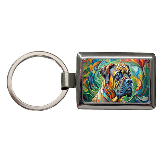 Bullmastiff Dog Abstract Art Rectangle Metal Keychain