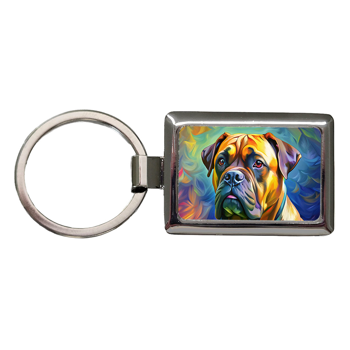 Bullmastiff Dog Pop Art Rectangle Metal Keychain