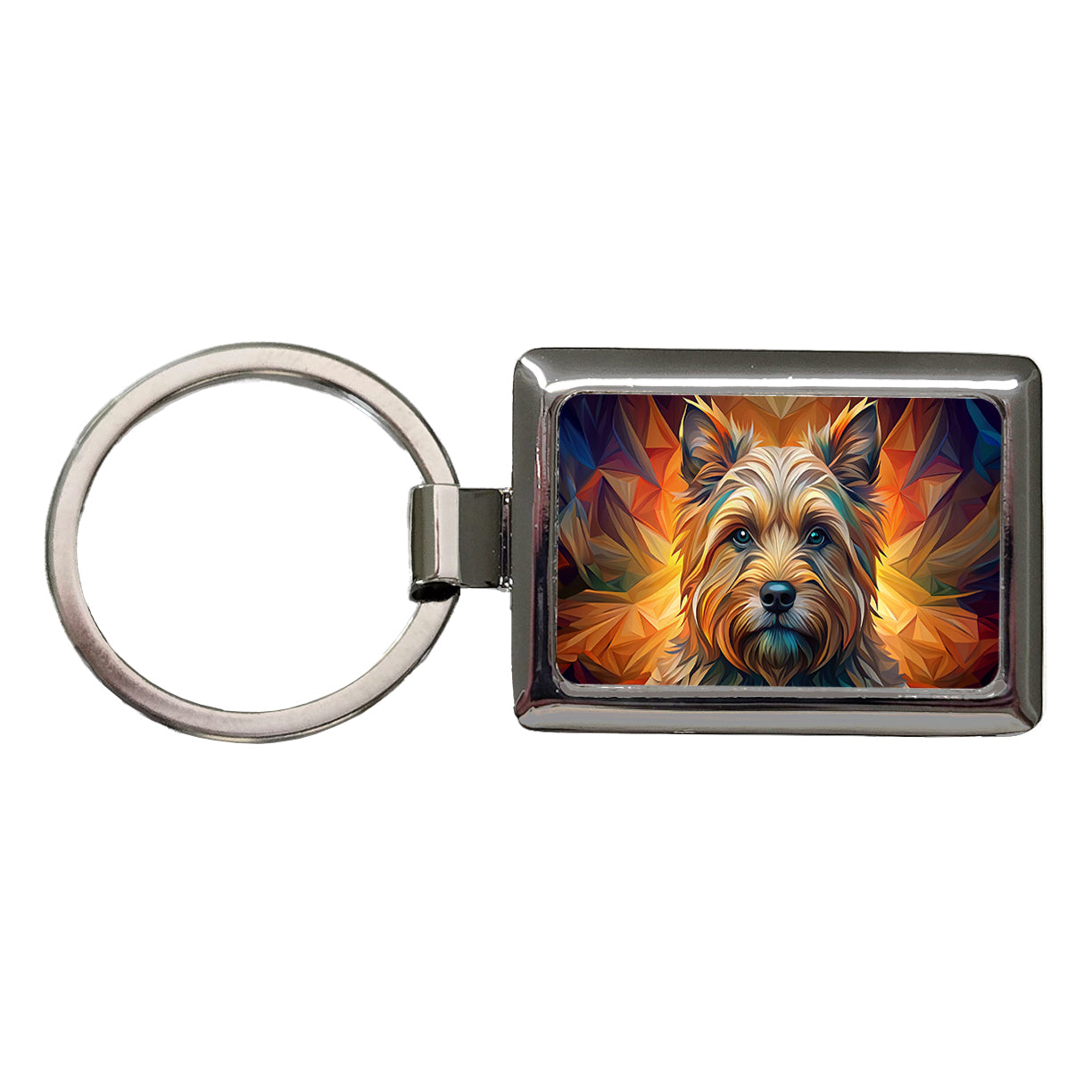 Cairn Terrier Dog Abstract Stylized Art Rectangle Metal Keychain