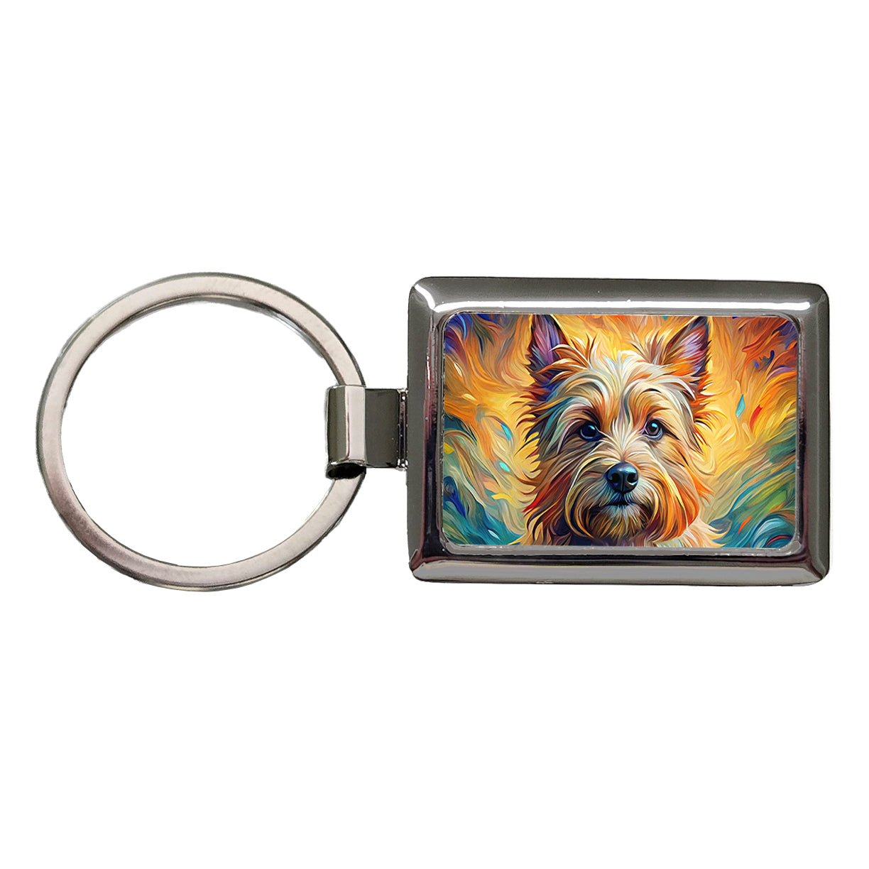 Cairn Terrier Dog Expressionism Art Rectangle Metal Keychain