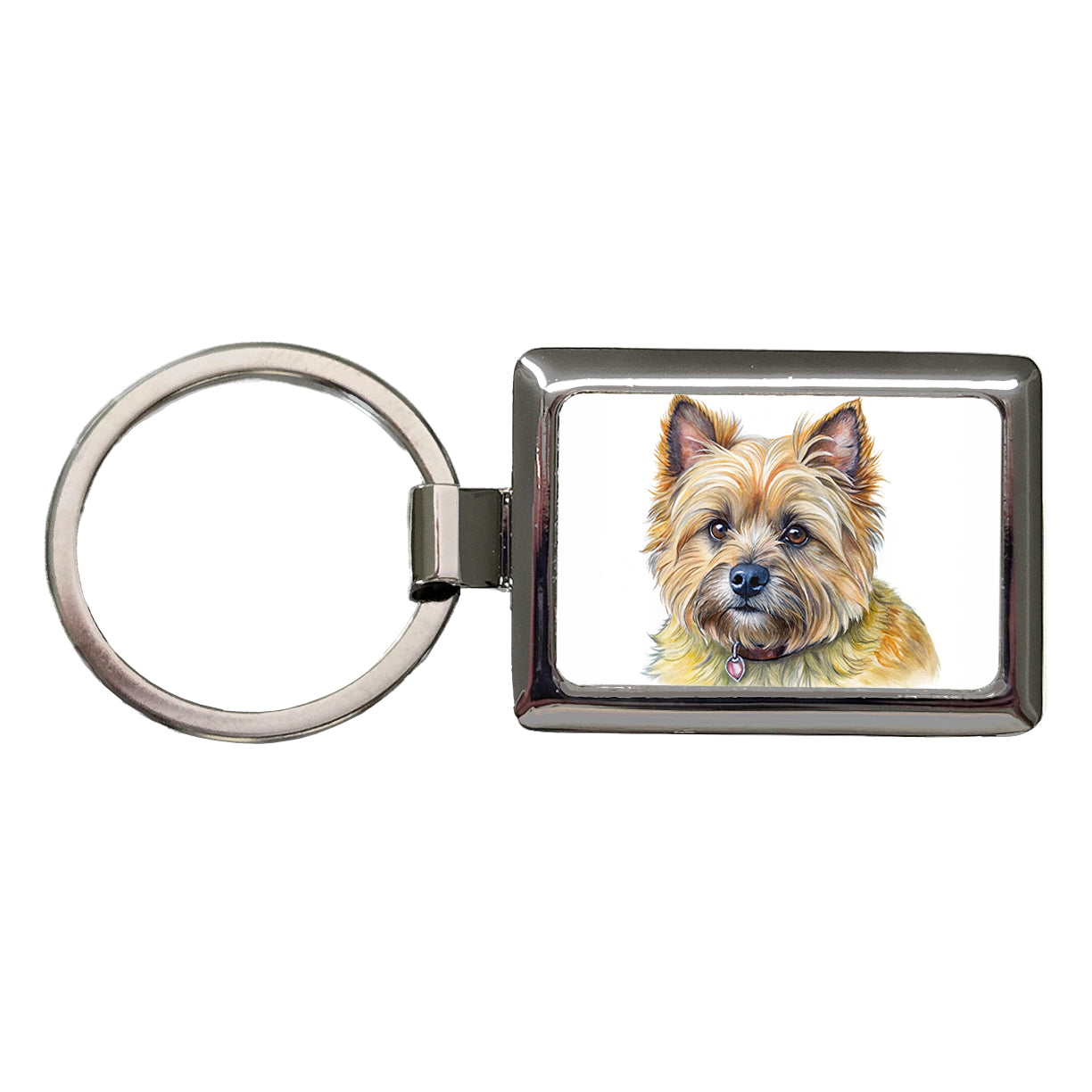 Cairn Terrier Dog Illustration Rectangle Metal Keychain
