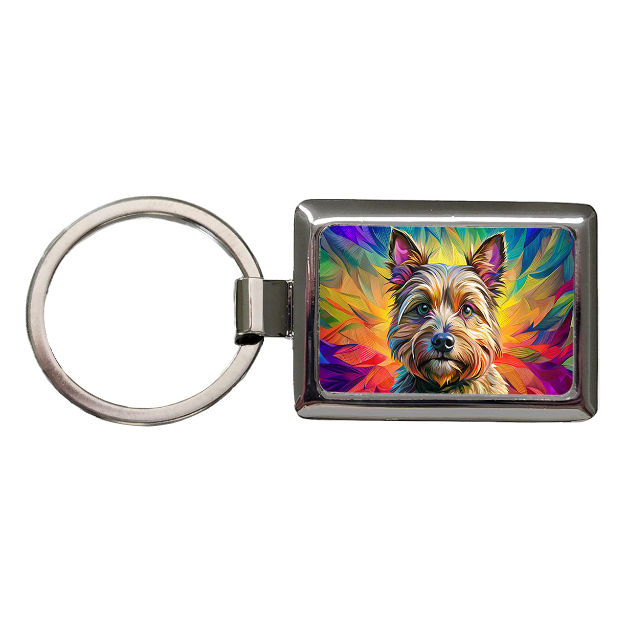Cairn Terrier Dog Pop Art Rectangle Metal Keychain