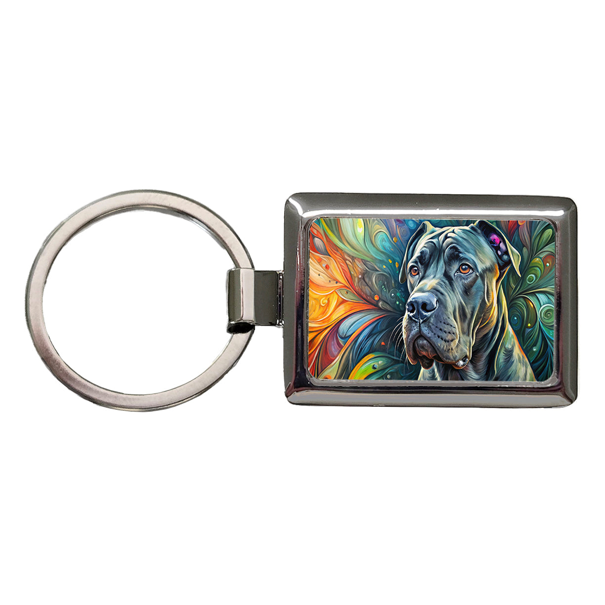 Cane Corso Dog Abstract Art Rectangle Metal Keychain