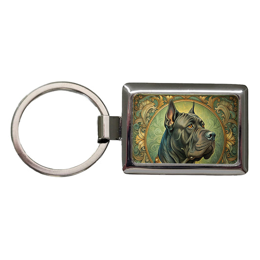 Cane Corso Dog Art Nouveau Rectangle Metal Keychain