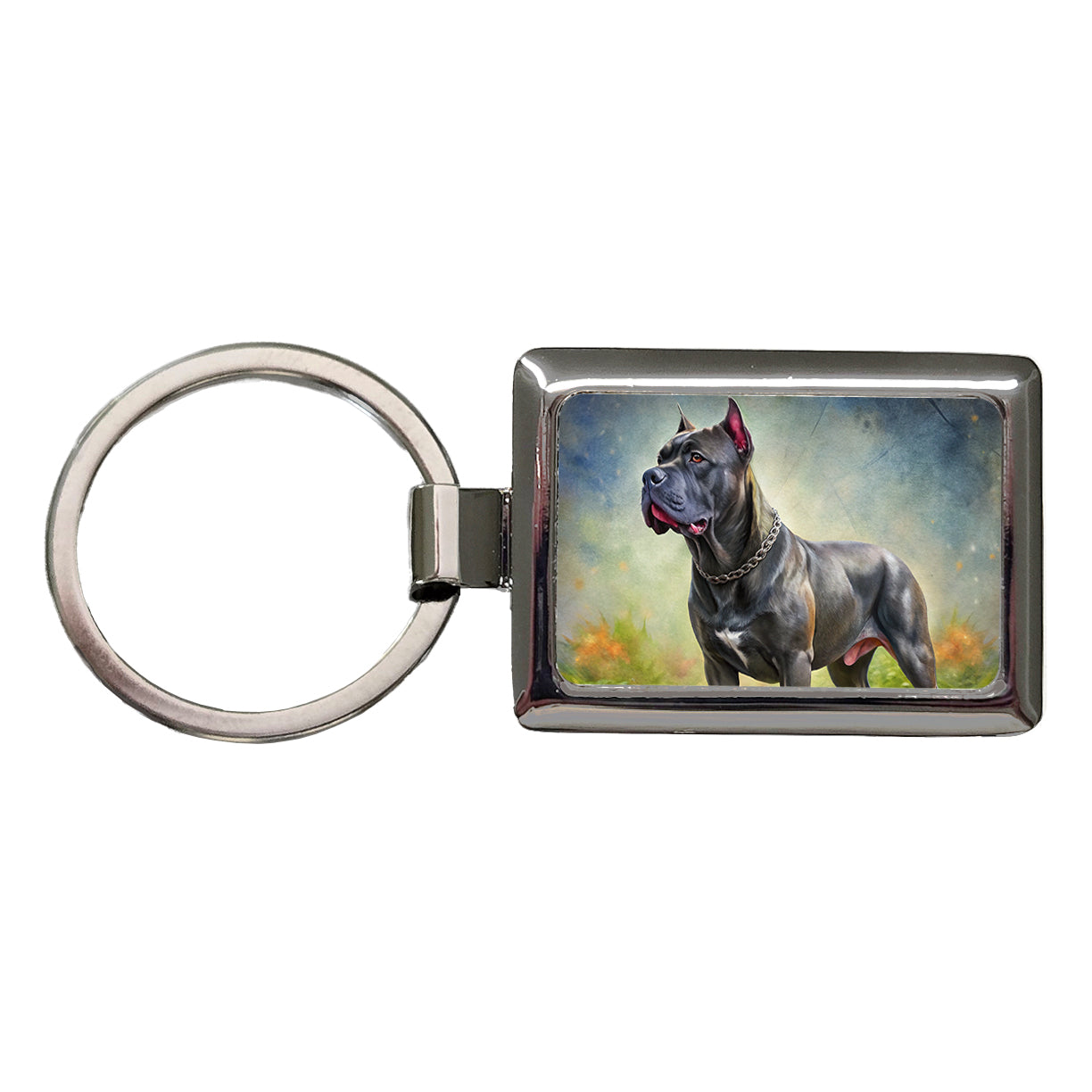 Cane Corso Dog Illustration Rectangle Metal Keychain