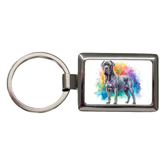 Cane Corso Dog Watercolor Style Rectangle Metal Keychain