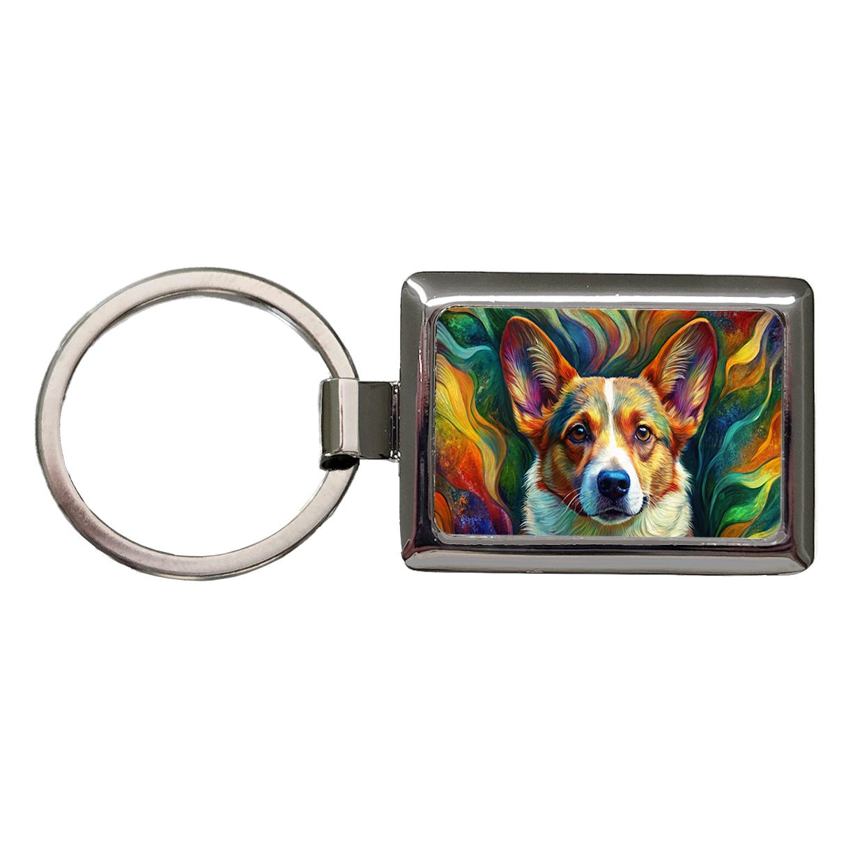 Cardigan Welsh Corgi Dog Abstract Art Rectangle Metal Keychain