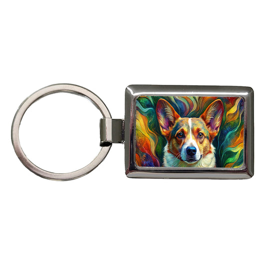 Cardigan Welsh Corgi Dog Abstract Art Rectangle Metal Keychain